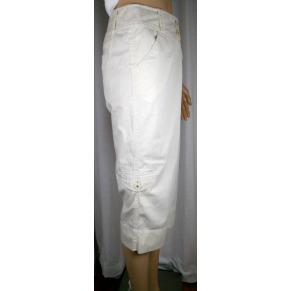Axcess Cropped Utility Pants Ivory Poplin Grommet Pockets MInimalist - Picture 4 of 12